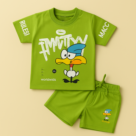 TXXI JUNIOR Cartoon Duck Printed Co-ord Set for Kids