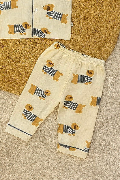 Dog Print Cotton Night Suit for Kids