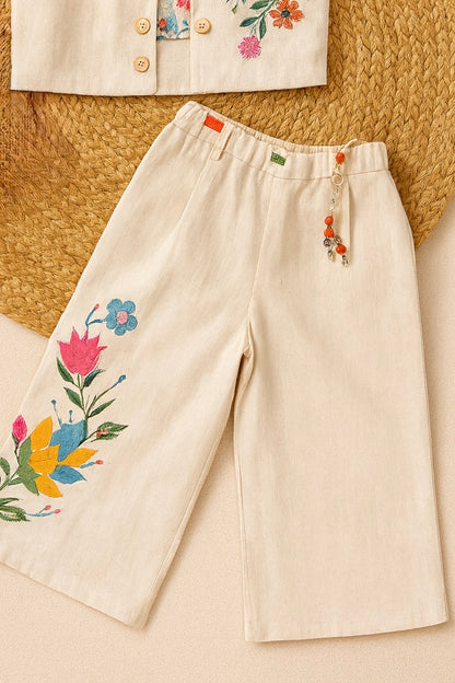 Floral embroidered cotton set for girls