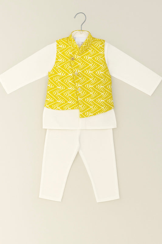 Elegant kids Mustard Kurta Jacket set