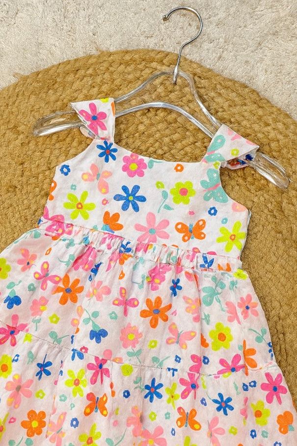 Bright multicolor floral frock for girls
