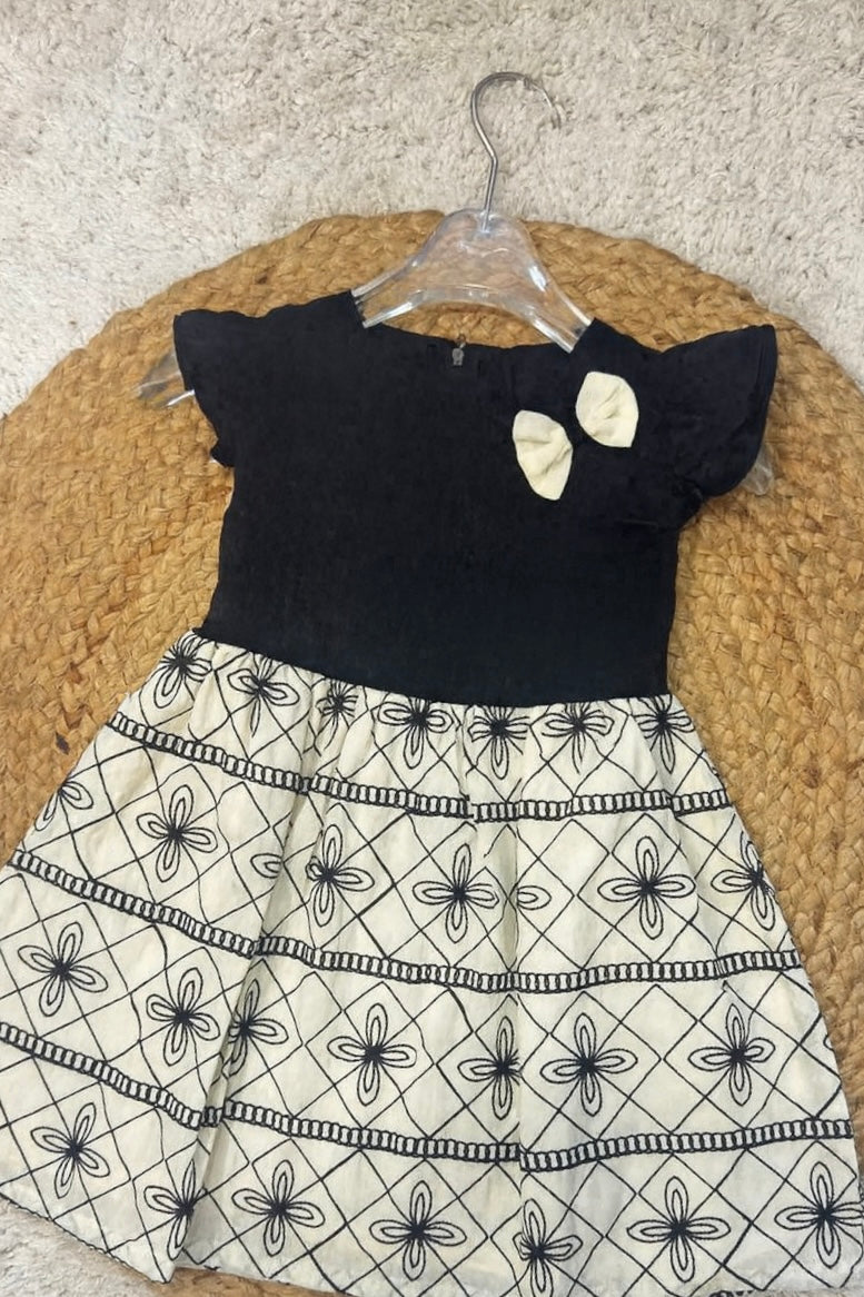 Black & Ivory Bow Accent Frock