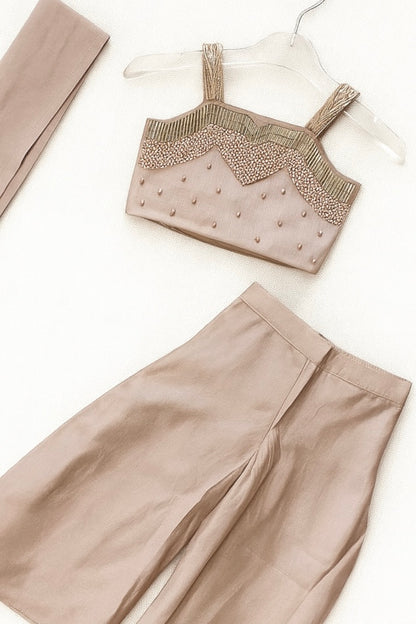 Elegant Muted Gold Sharara Set