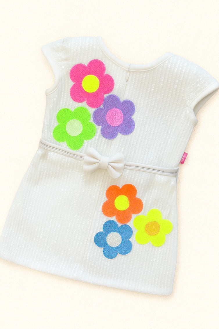 Girls' Floral Sequin Party Dress