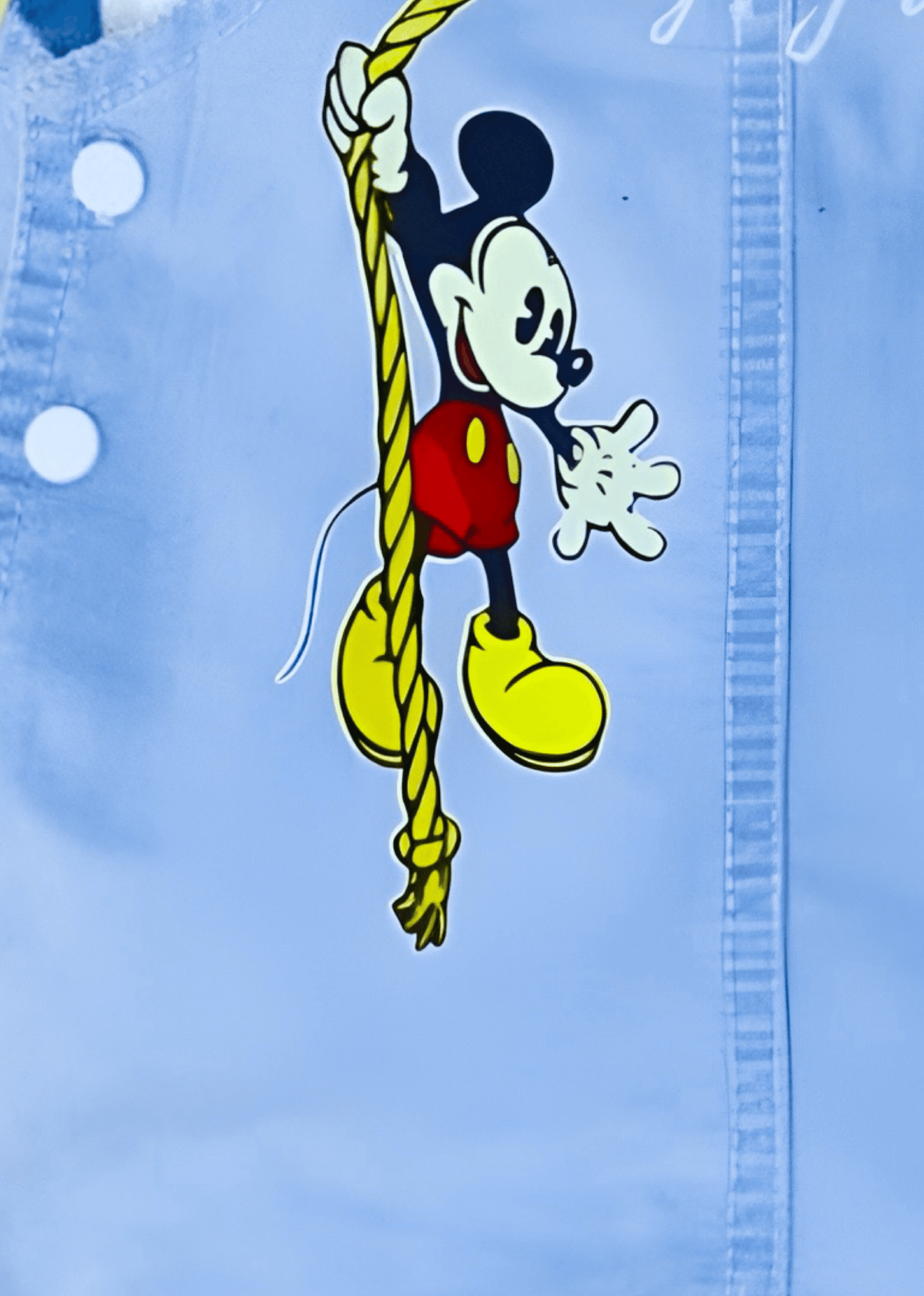 Cute Micky Mouse and Donald Duck Cartoon Print Soft  Cotton Denim Dungaree with White T-shirt - Denim Blue