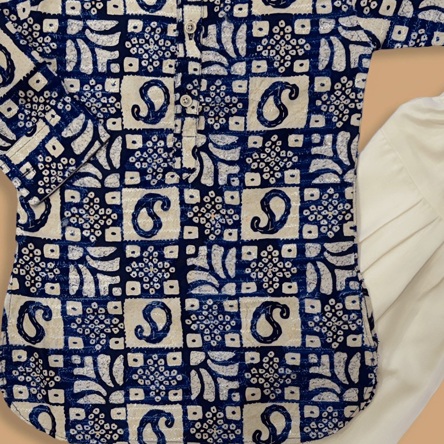 Cotton Printed Navy Blue Colour Kurta with Pyjama