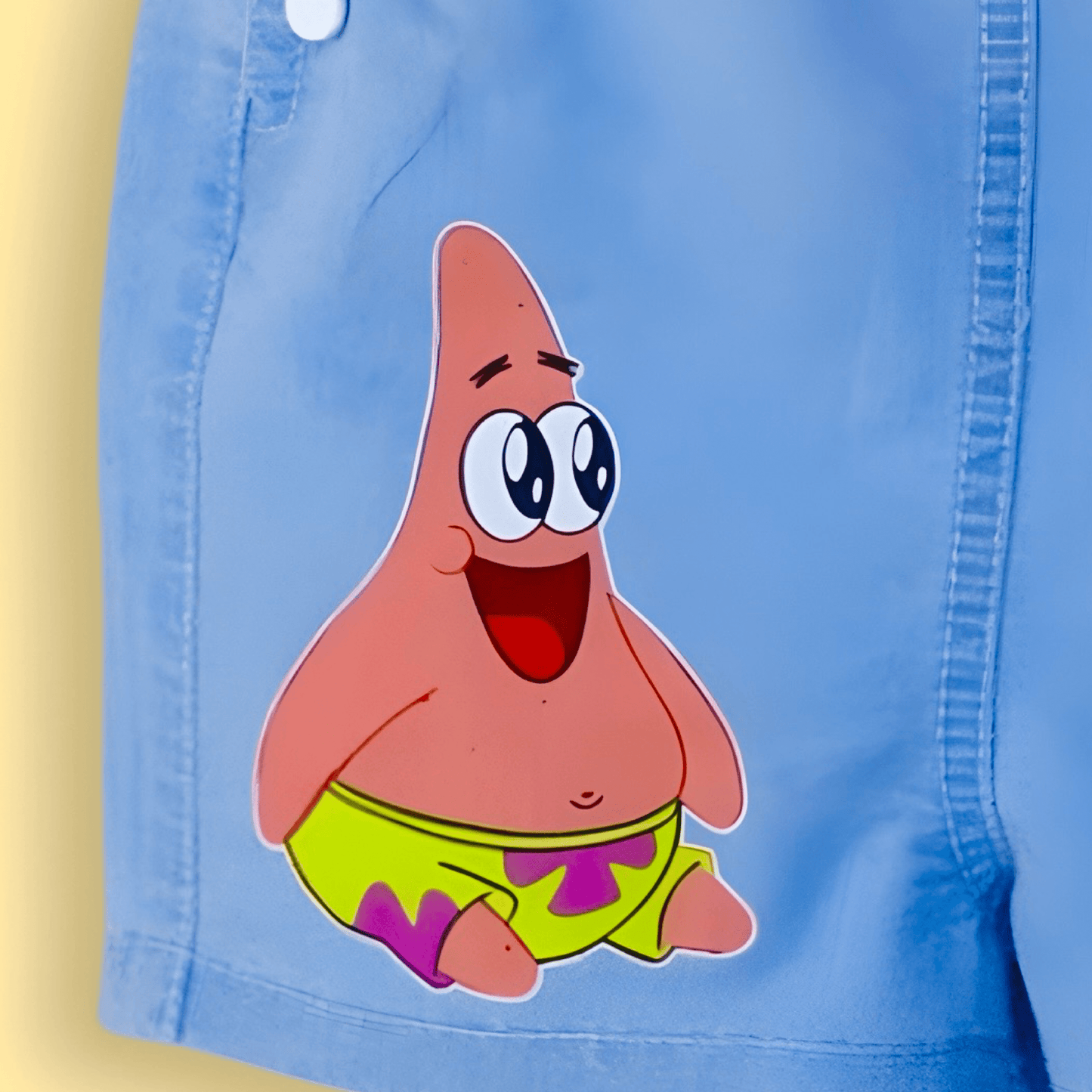 Cute Spongebob and Patrick Cartoon Print Soft Cotton Denim Dungaree with White T-shirt - Denim Blue