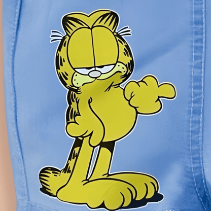 Cute Cat and Goofy Cartoon Print Soft Denim Dungaree with White T-shirt  - Denim Blue
