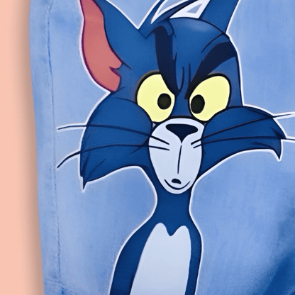 Cute Tom and Jerry Cartoon Print Soft Cotton Denim Dungaree with White T-shirt - Denim Blue