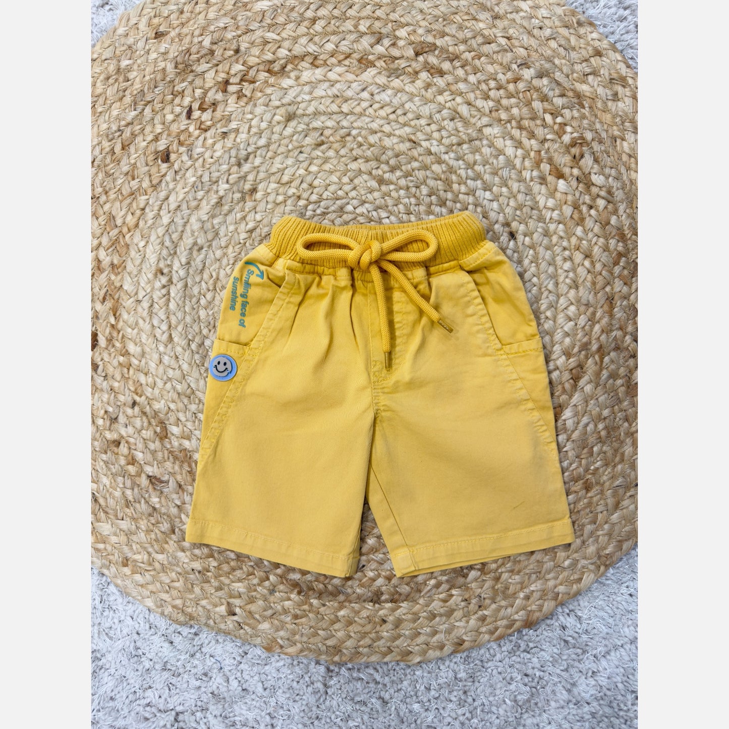 KIDZELLO Boy's Striped Shirt & Smiley Tee & Shorts Set