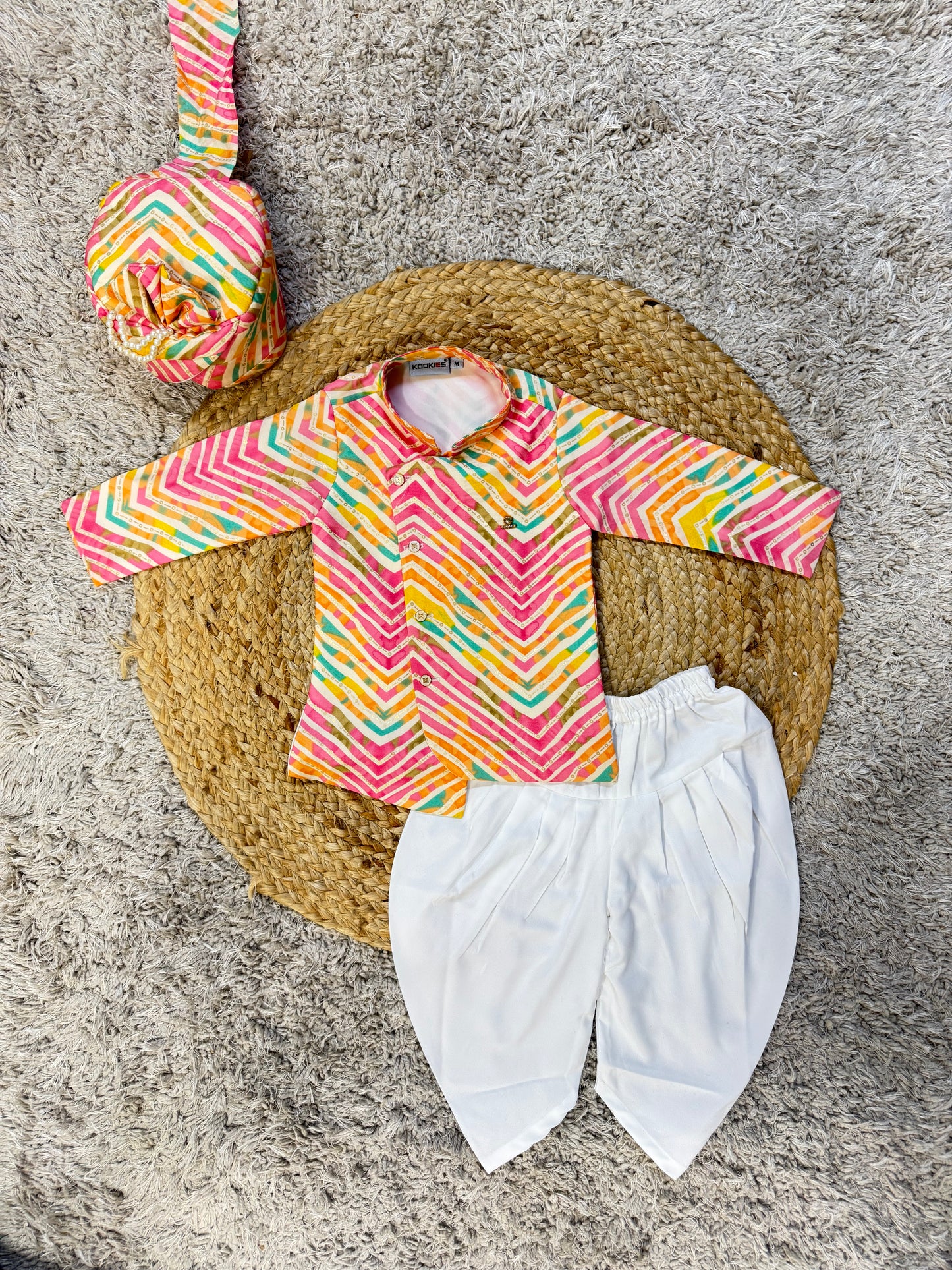 Colorful Kids Kurta Set with pagdi