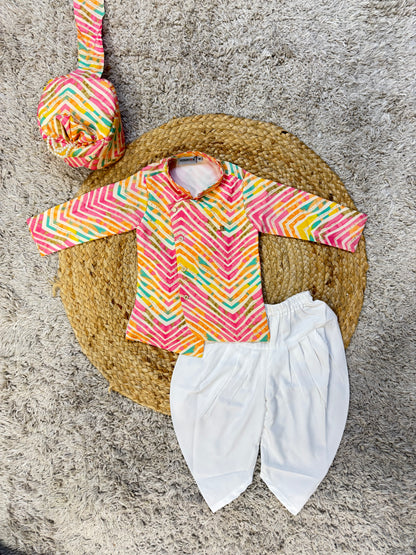 Colorful Kids Kurta Set with pagdi