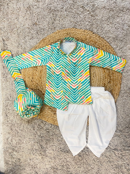 Colorful Kids Kurta Set with pagdi