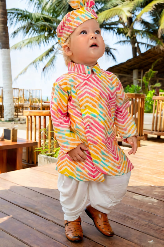 Colorful Kids Kurta Set with pagdi