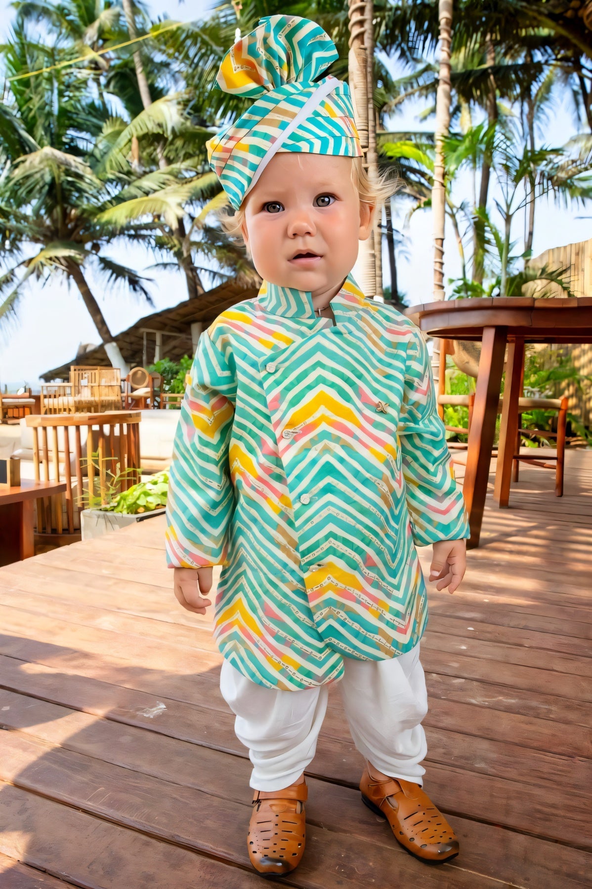 Colorful Kids Kurta Set with pagdi