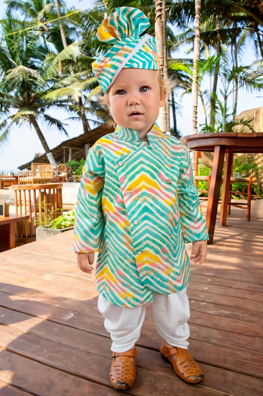 Colorful Kids Kurta Set with pagdi