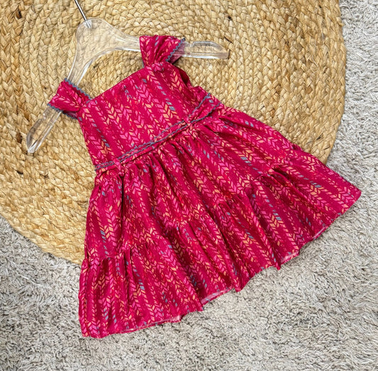 Sleeveless Printed Dress with Ruffle Tiers