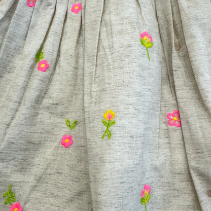Knee Length Casual  Flower Printed Dress (Gray, Short Sleeve)