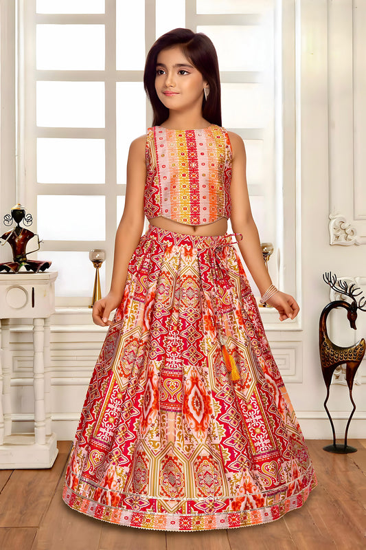 Girls Floral Printed Ready to Wear Lehenga & Blouse With Dupatta