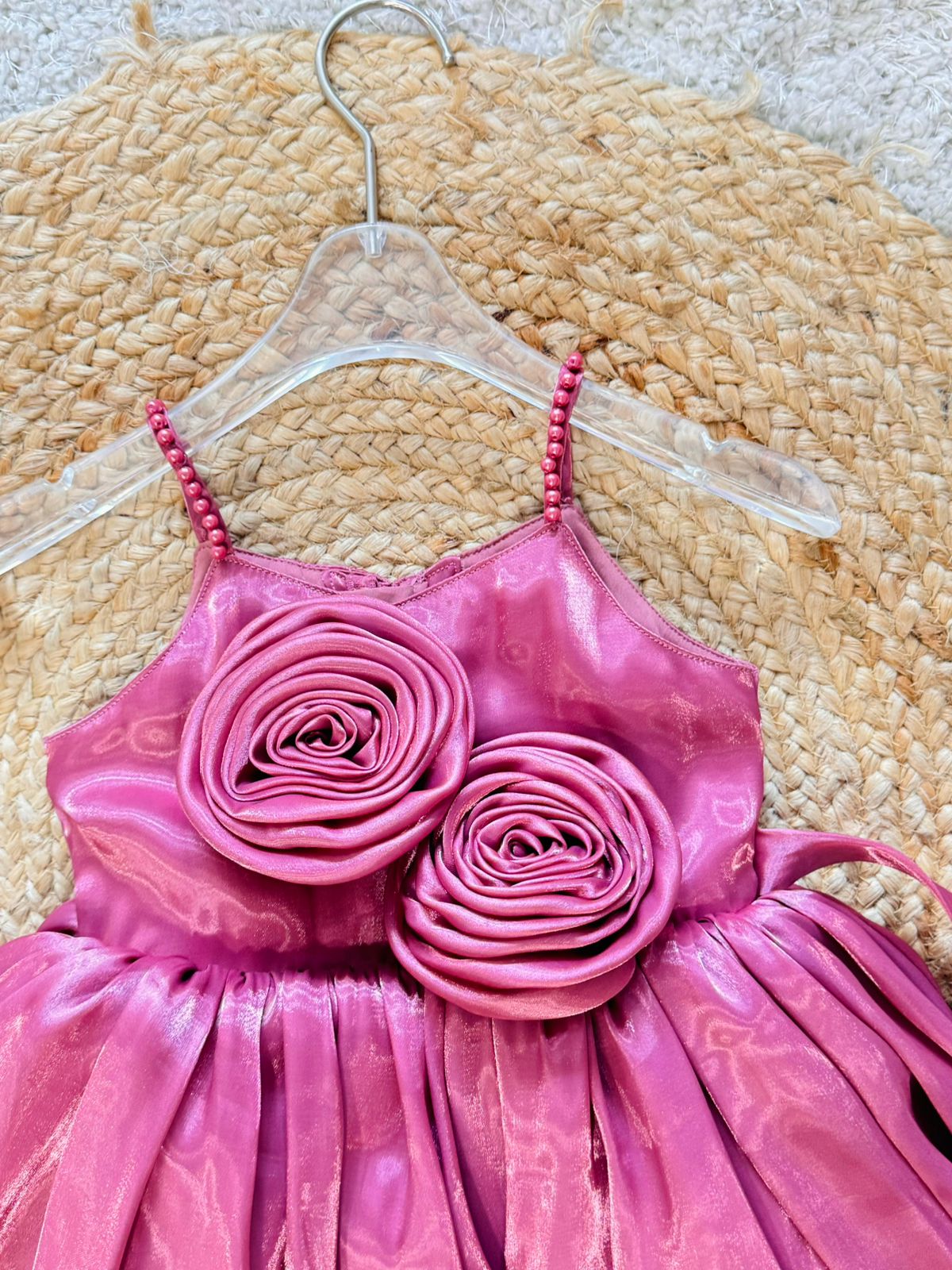 Sleeveless Floral ha Detailed Flared Dress With Headband - Flared Pink