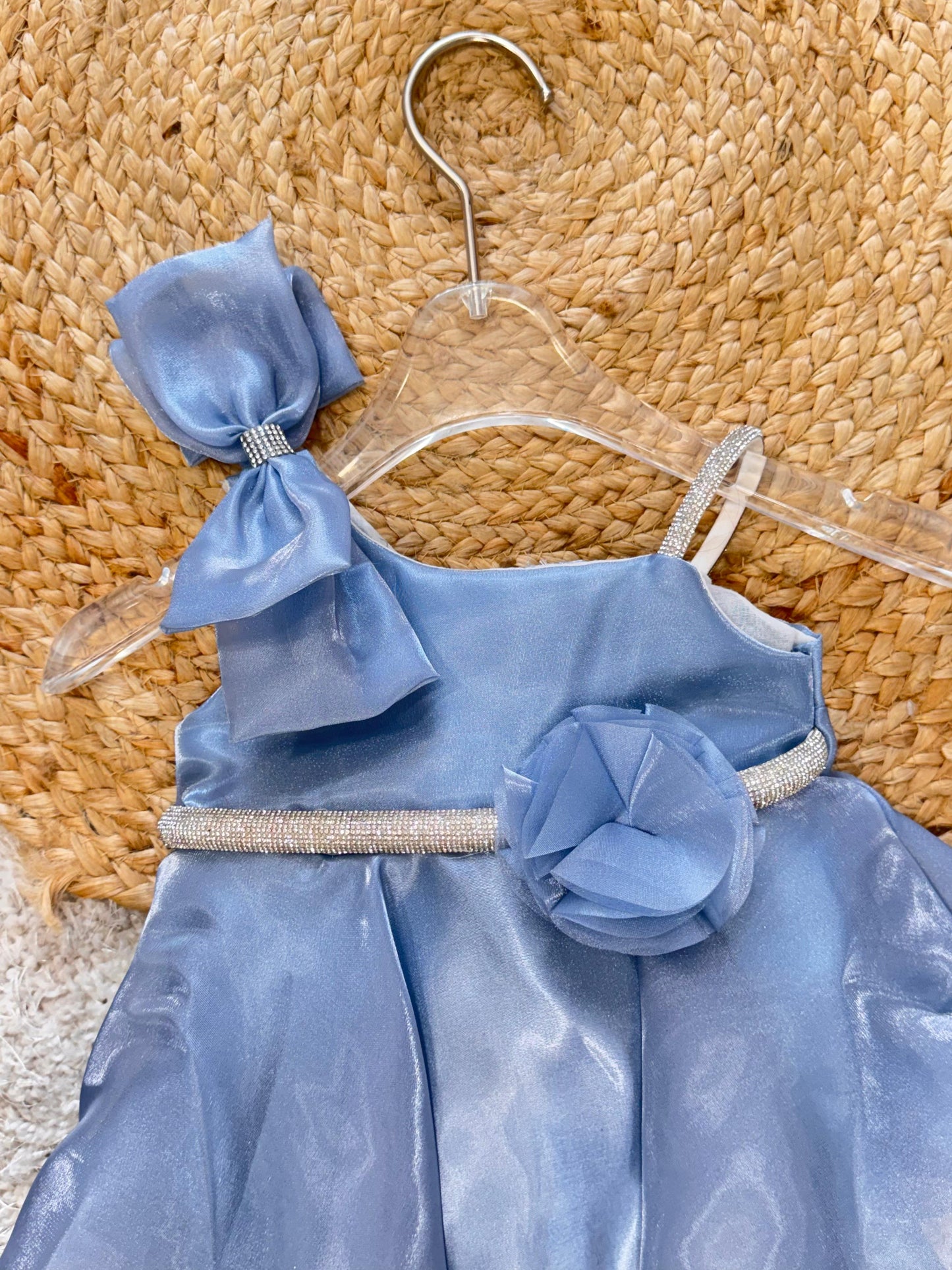One Shoulder Ruffled & Embellished Bow and Flower