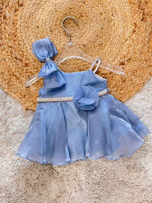 One Shoulder Ruffled & Embellished Bow and Flower