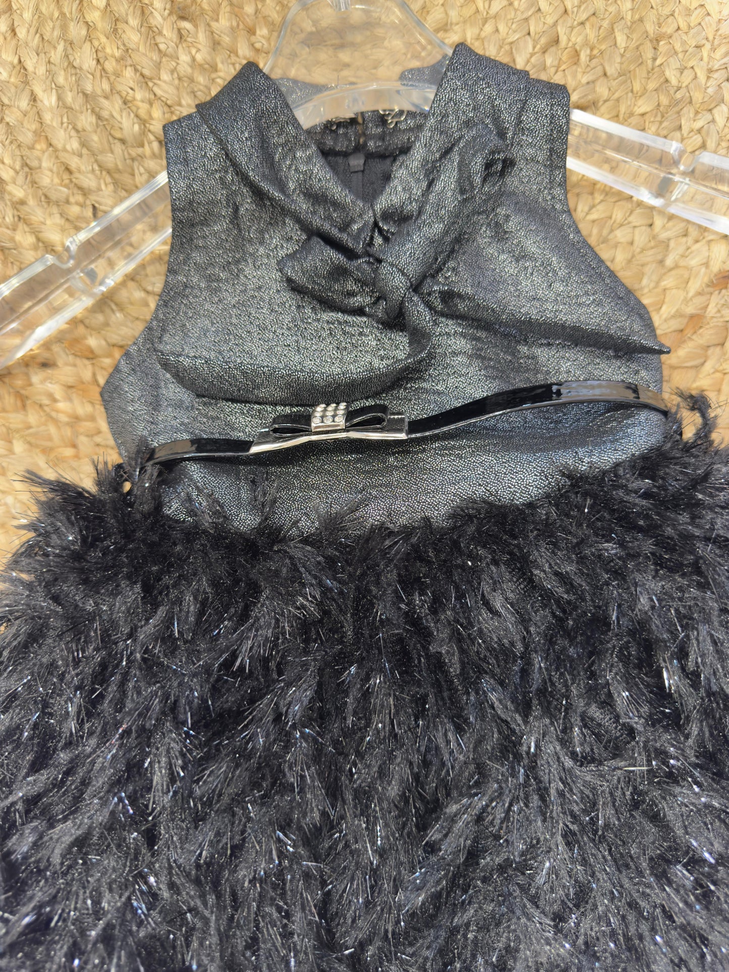 Sleeveless Sequin on Yoke Party Frock  - Black