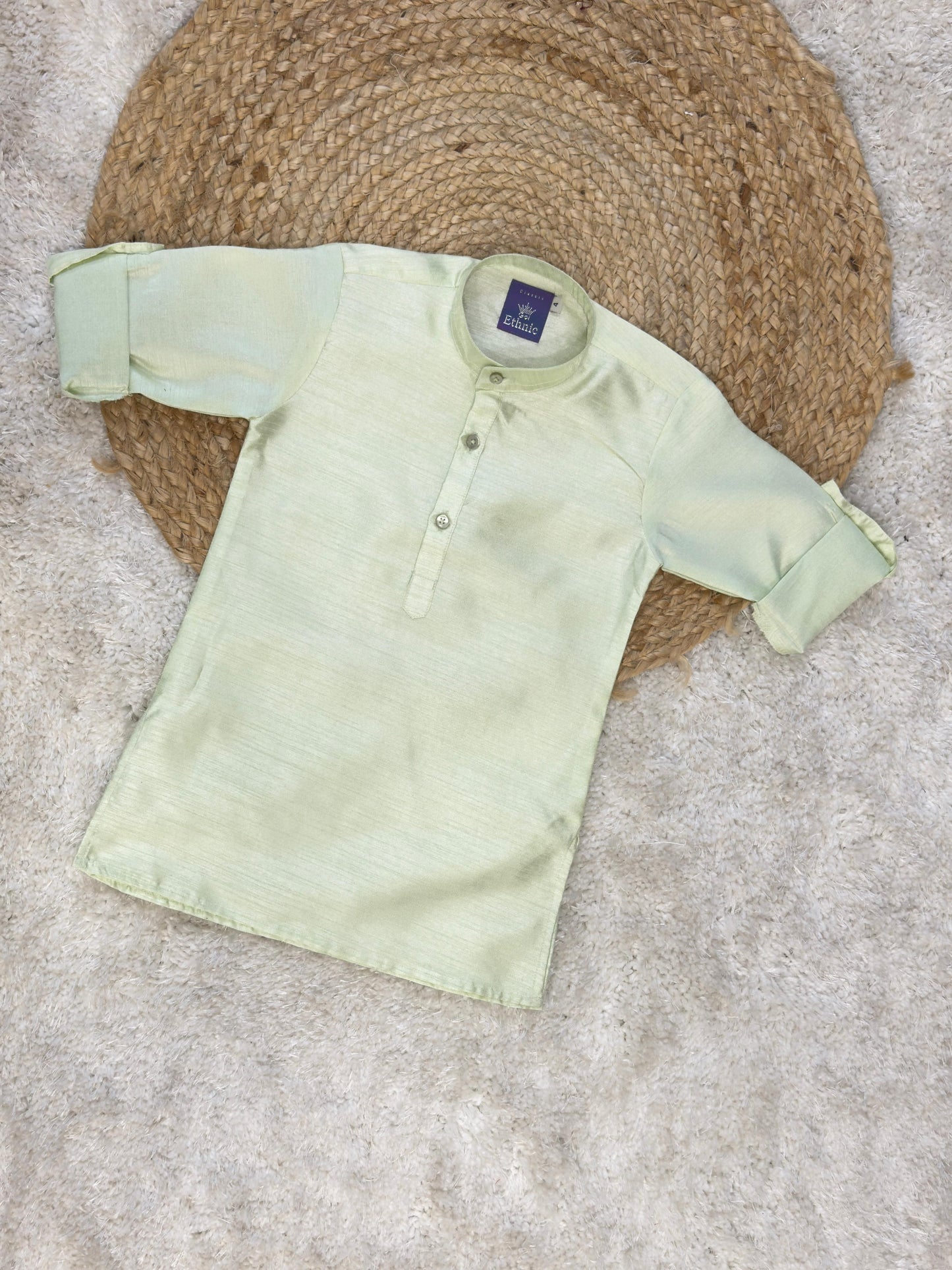 Full Sleeves Solid Color Kurta Pyjama Set with Waistcoat Argyle Print
