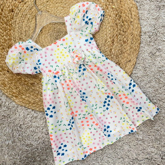 Lightweight Cotton Frock with Rosette Detail