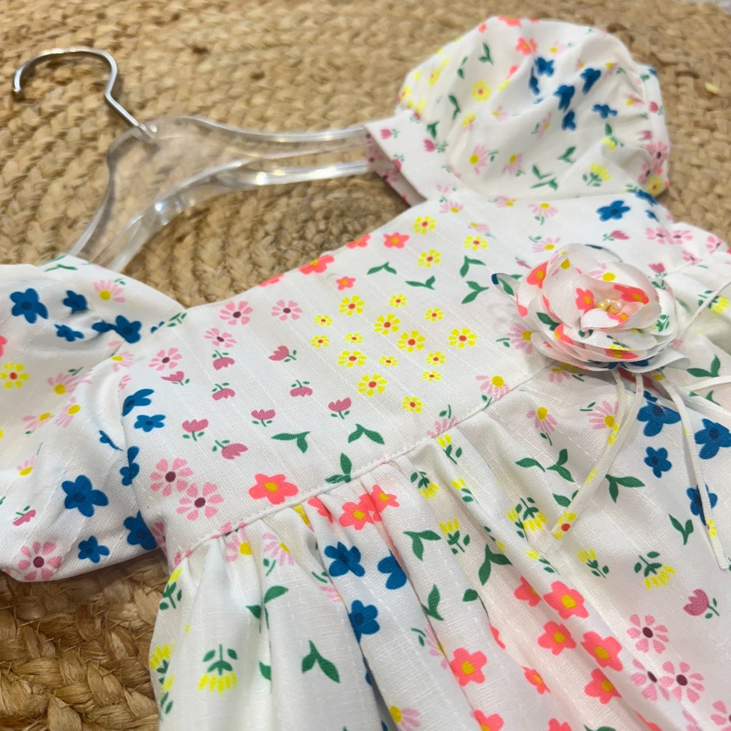 Lightweight Cotton Frock with Rosette Detail