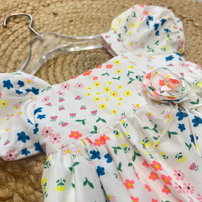 Lightweight Cotton Frock with Rosette Detail