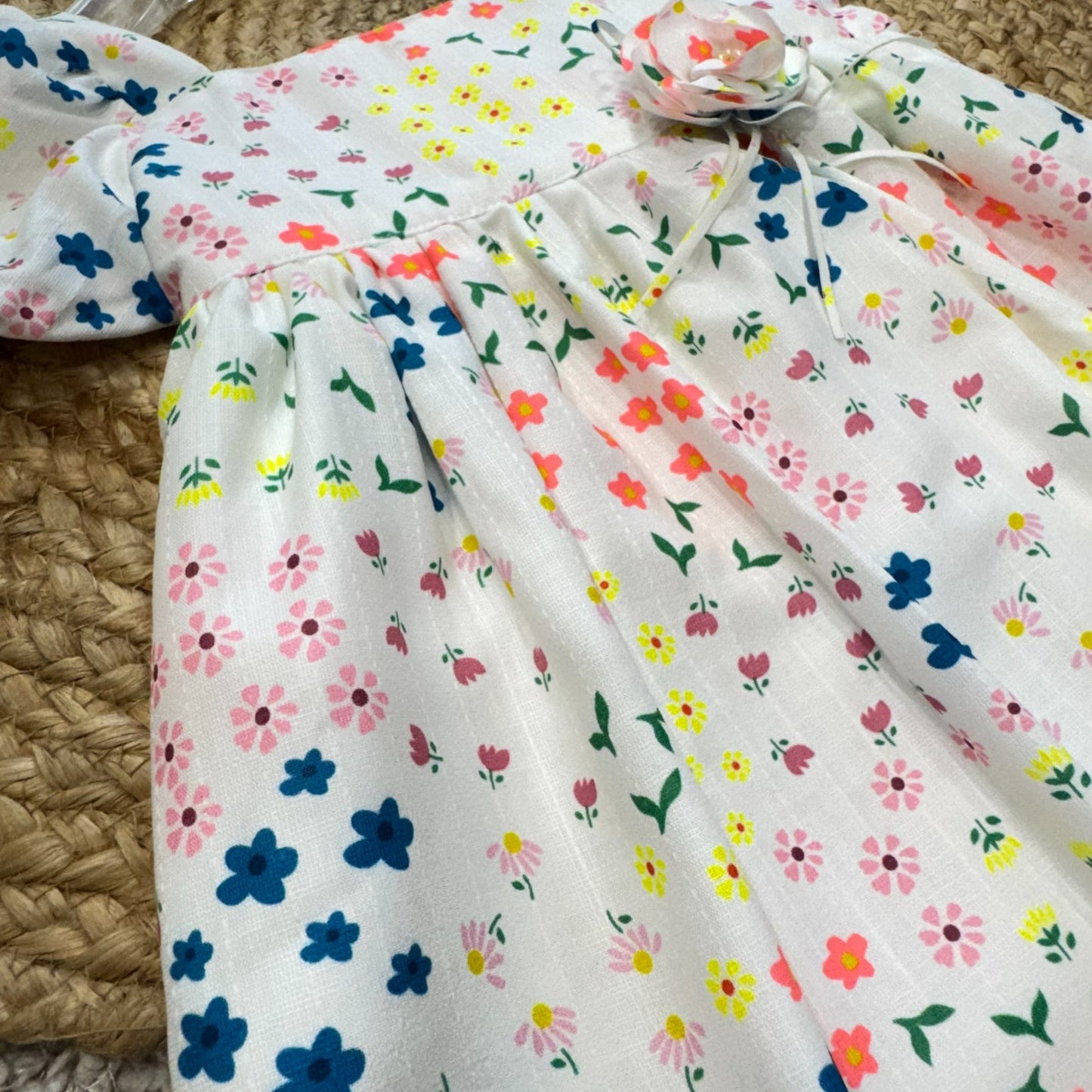 Lightweight Cotton Frock with Rosette Detail