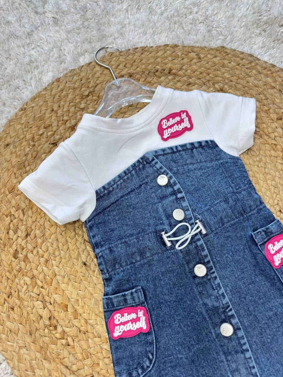 Denim Frock with 'Believe in Yourself' Patch