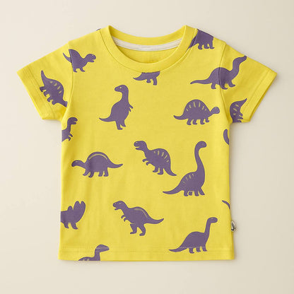 Bright Yellow Dino Print Co-ord Set for Kids