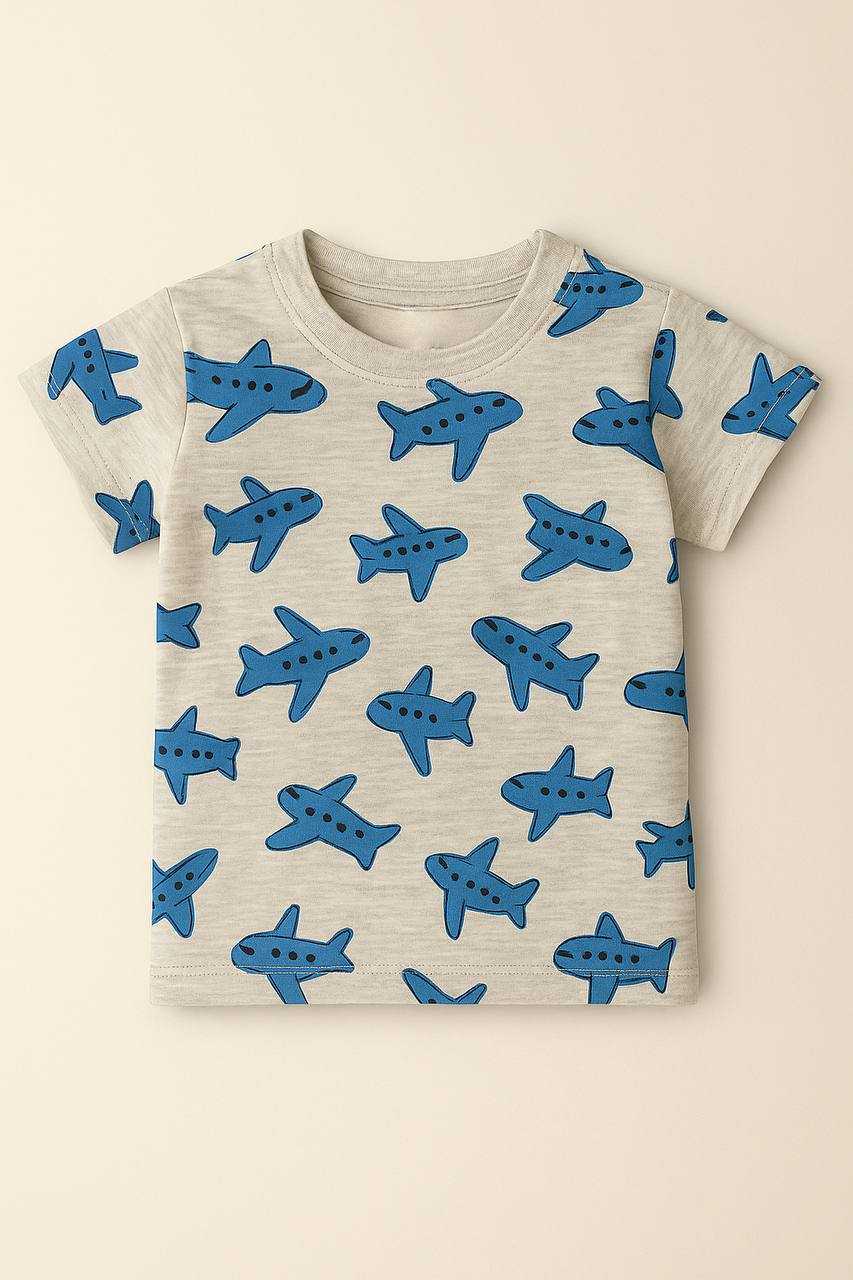 Mumbl Jumbl Blue Airplane Print Co-Ord Set for Boys