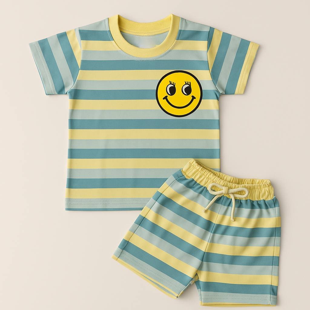 TXXI JUNIOR Striped Co-ord Set with Smiley Patch Design