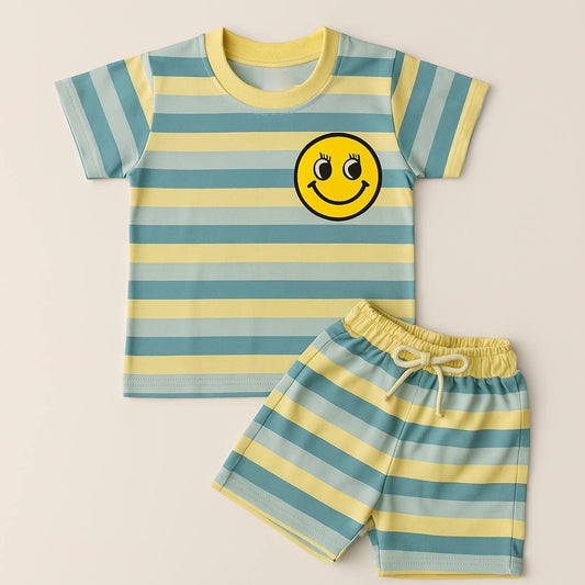 TXXI JUNIOR Striped Co-ord Set with Smiley Patch Design