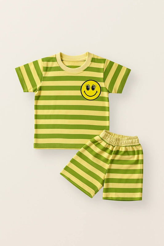 TXXI JUNIOR Striped Co-ord Set with Smiley Patch Design