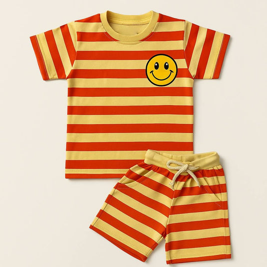 TXXI JUNIOR Striped Co-ord Set with Smiley Patch Design