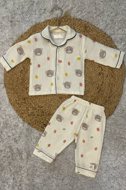 Soft Cotton Night Suit with Bear Print