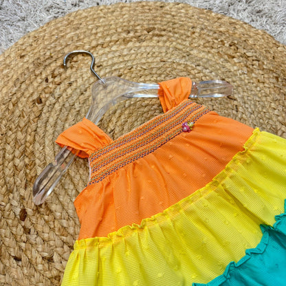 Rainbow Ruffle Sleeveless Dress for Girls
