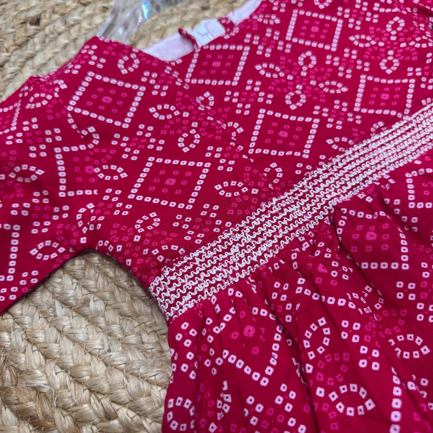 Traditional Printed Frock with Flared Hem