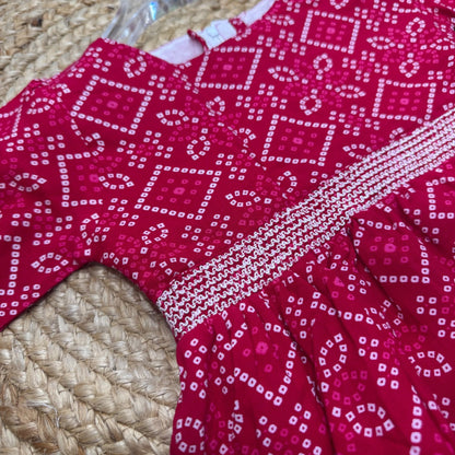 Traditional Printed Frock with Flared Hem